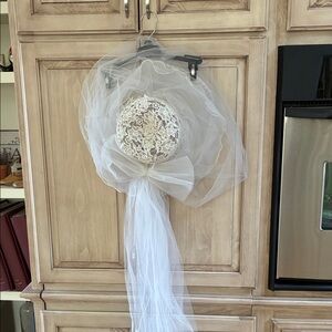 Elegant White Lace Women's wedding Hat and veil